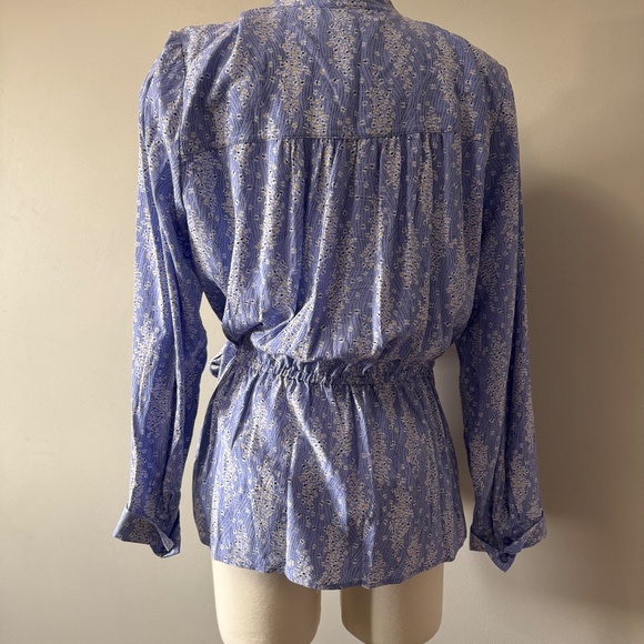 Per Una by Mark and Spenser V neck longsleeve Blue and White Wrap Blouse size 16 - Picture 3 of 10